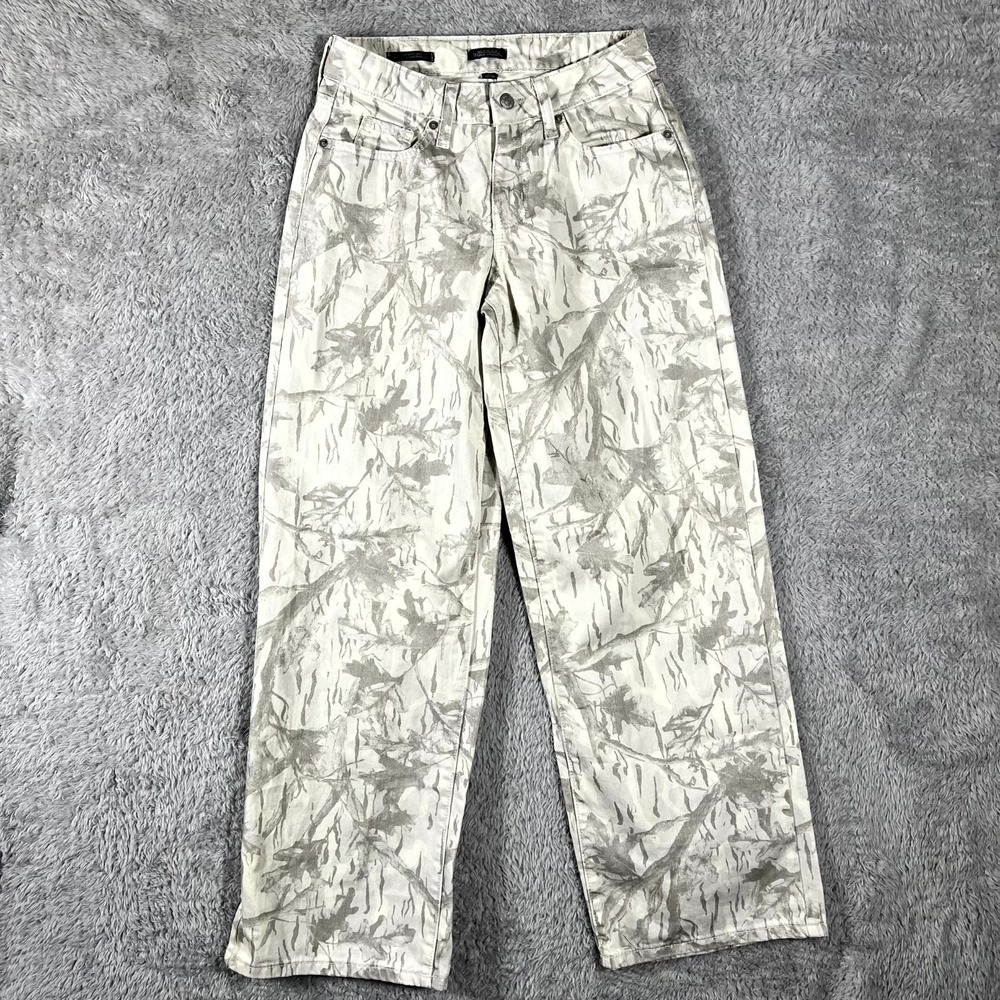 Wild Fable Low-Rise Baggy Jeans Womens 00 Beige Camoflage Denim Cotton Wide Leg